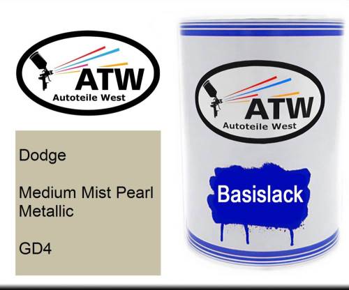 Dodge, Medium Mist Pearl Metallic, GD4: 500ml Lackdose, von ATW Autoteile West.